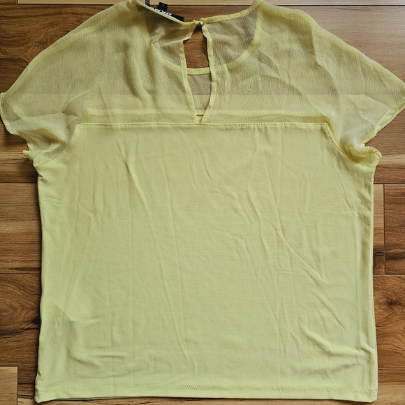 Neon yellow DKNY sheer top - Picture 3 of 3